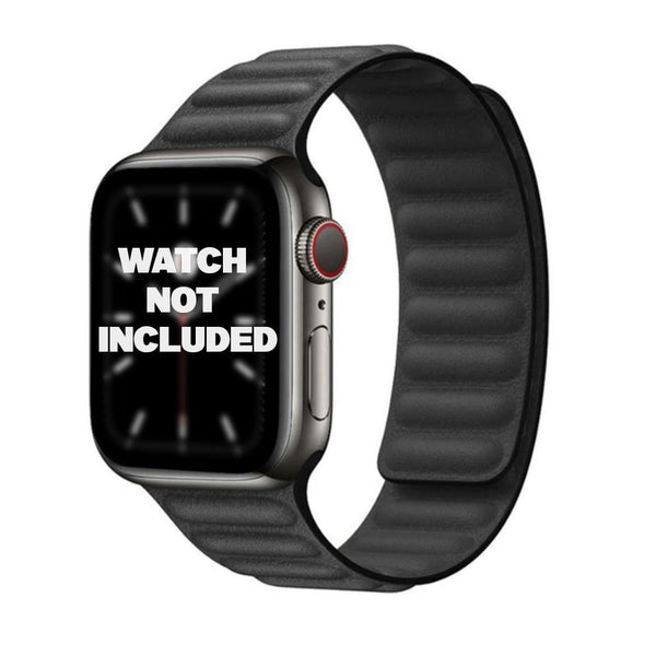 Black Leather Link Magnetic iWatch Strap 42/44 MM - Fitoorz
