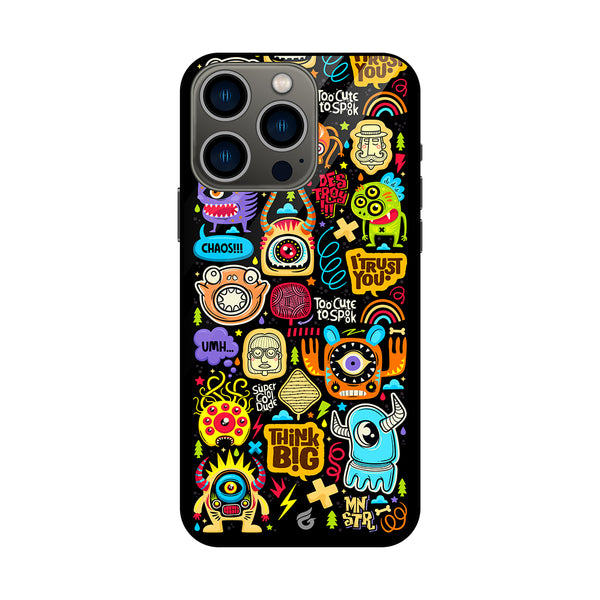 Quirky Doodle Glass Case for iPhone