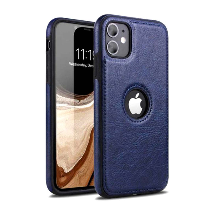 Leather Finish Logo Cut Back Case/Cover for iPhone