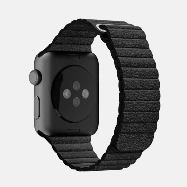Black Magnetic iWatch Leather Strap 42mm & 44mm - Fitoorz