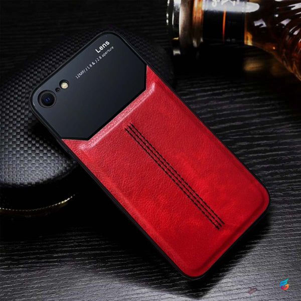Slim Soft Leather Grip Case with Lens Shield for iPhone SE 2020