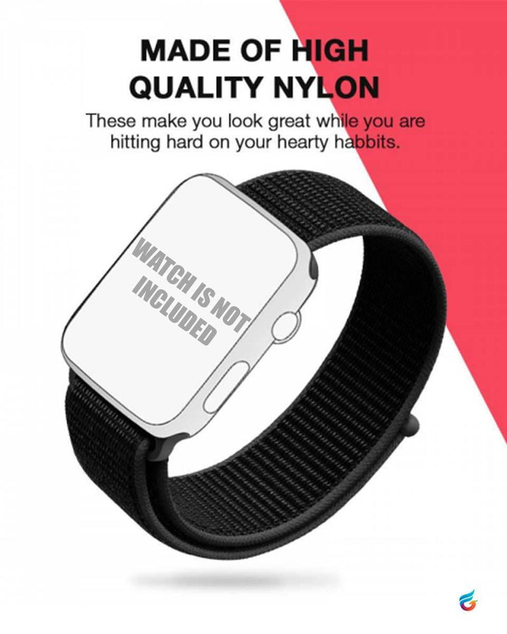 Black Nylon Sports Loop iWatch Strap for 38/40/41mm - Fitoorz