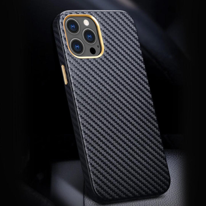 Black Aramid Carbon Fiber iPhone 12 pro cover - Fitoorz