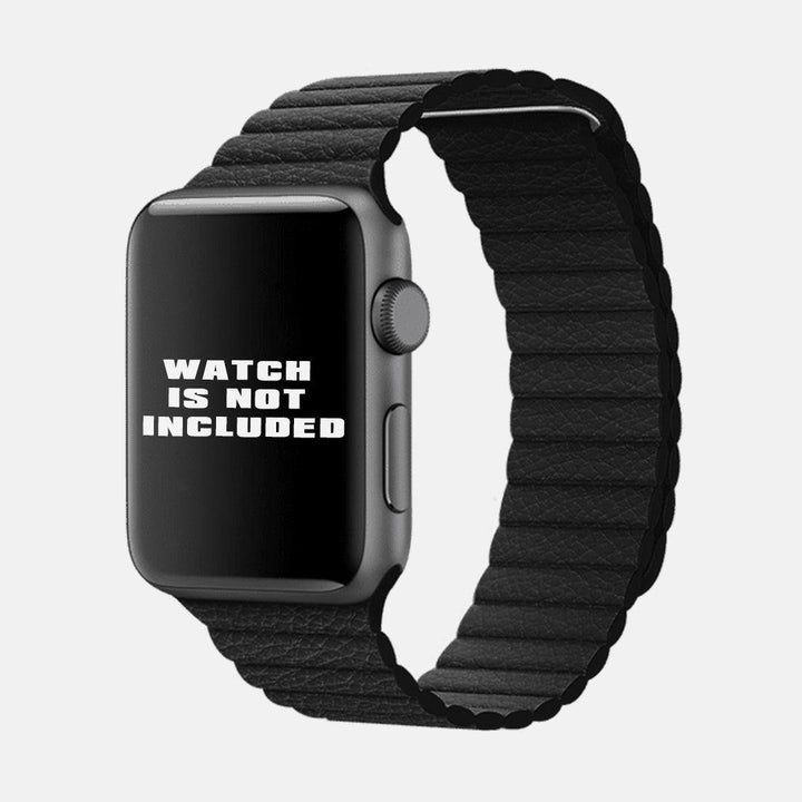 Black Magnetic iWatch Leather Strap 42mm & 44mm - Fitoorz