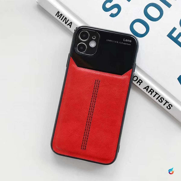 Leather Grip Case with Lens Shield for iPhone - Fitoorz