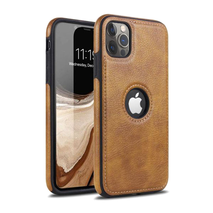 Leather Finish Logo Cut iPhone 12 Pro Cover-fitoorz