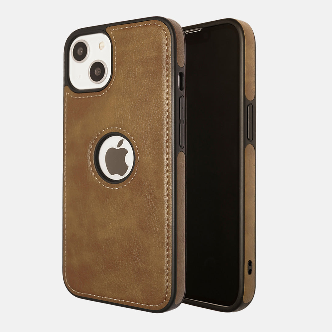 Buy Leather Finish Logo Cut iPhone 13 Cover Online - Fitoorz India