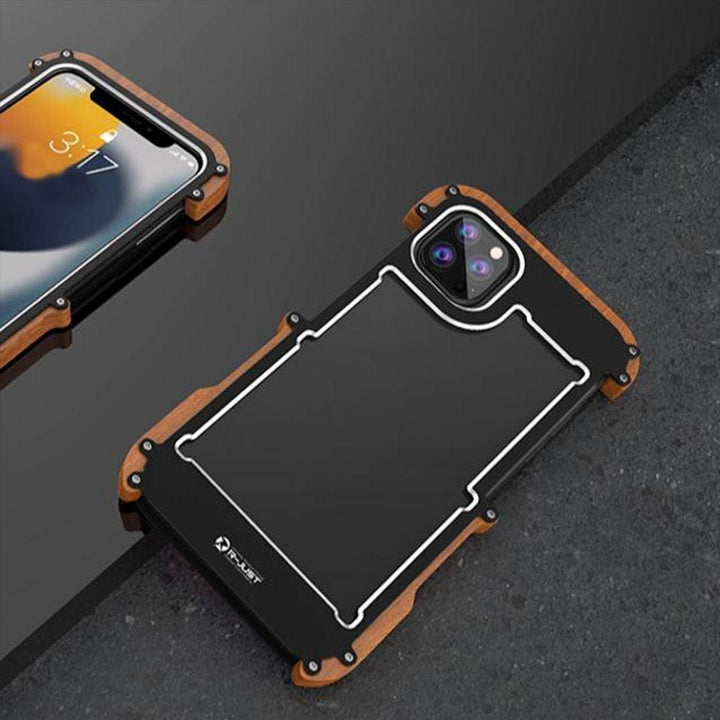 Aluminum & Natural Wood Anti-shock Bumper iPhone 12 Pro Max Cover-fitoorz