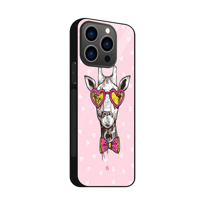 Cute Giraffe with glasses Pastel Glass Case for iPhone - Fitoorz