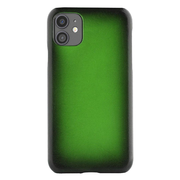 Handcrafted Tanned Pine Green Leather Case for iPhone 11 - Fitoorz