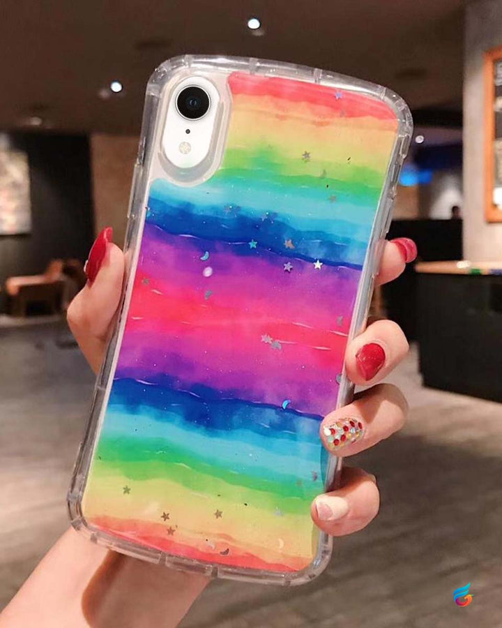 Rainbow Glitter Gradient Soft iPhone XR Cover-fitoorz