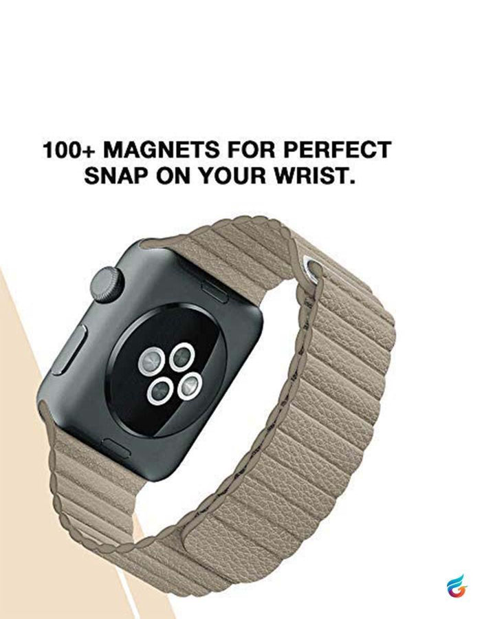Beige Magnetic iWatch Leather Strap 38/40/41mm - Fitoorz