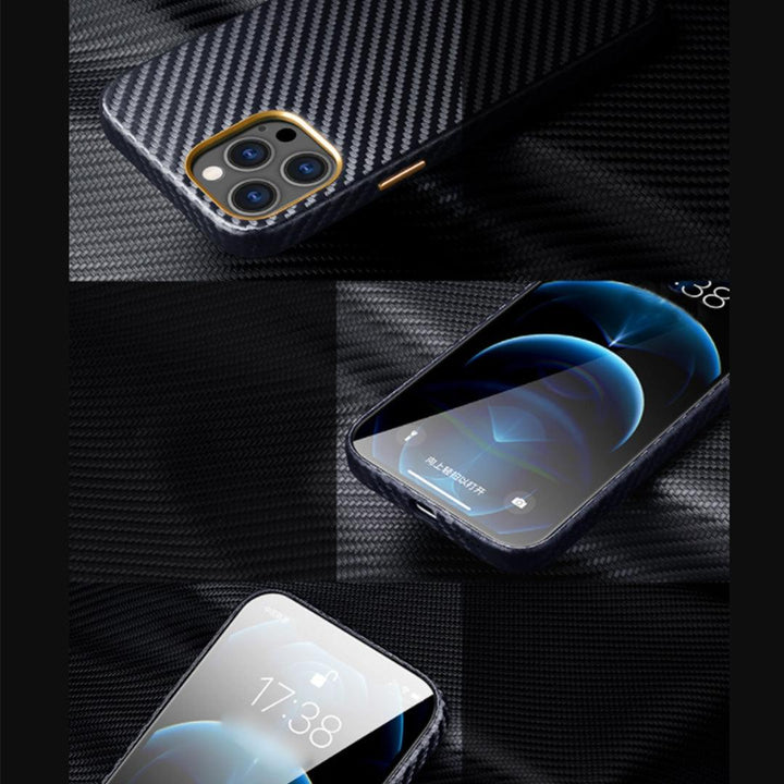 Black Aramid Carbon Fiber iPhone 12 pro cover - Fitoorz