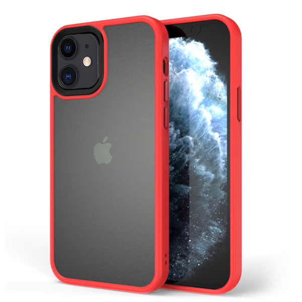 Red Hybrid Matte Silicon Transparent iPhone 12 Cover-fitoorz