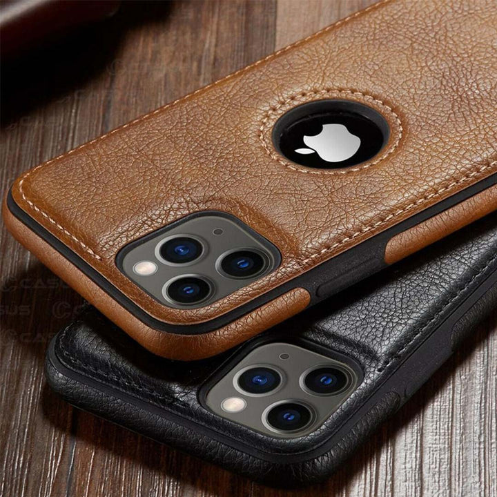 Leather Finish Logo Cut iPhone 12 Pro Cover-fitoorz