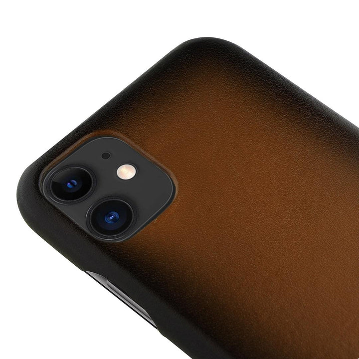 Handcrafted Tanned Brown Leather Case for iPhone 11 - Fitoorz
