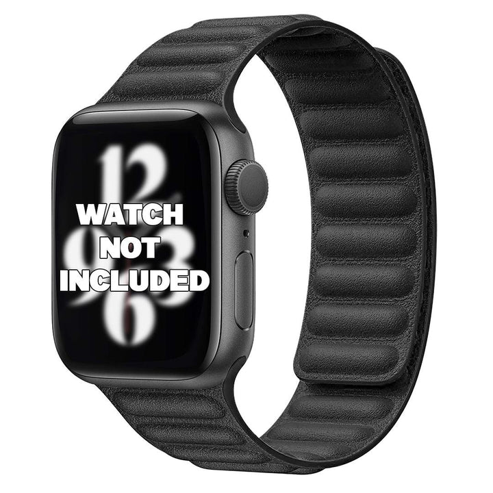Black Leather Link Magnetic iWatch Strap 42/44 MM - Fitoorz