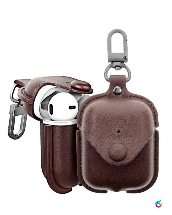 DESIGNER POUCH BUTTON LEATHER AIRPODS 1/2 CASES - Fitoorz