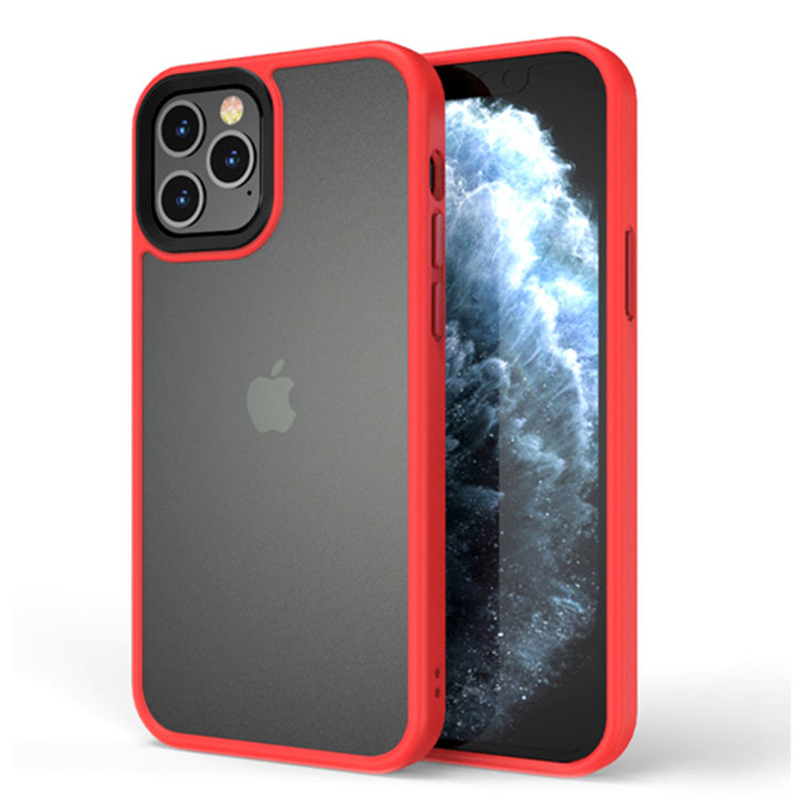 Red Hybrid Matte Silicon Transparent iPhone 12 Pro Cover-fitoorz
