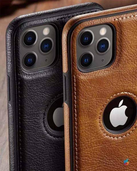 Leather Finish Logo Cut Back Case for iPhone - Fitoorz