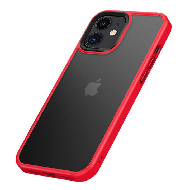Red Hybrid Matte Silicon Transparent iPhone 12 Cover-fitoorz