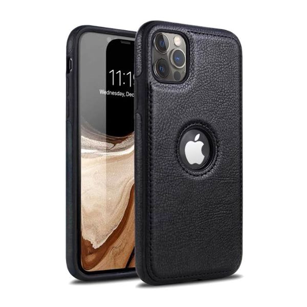 Leather Finish Logo Cut iPhone 12 Pro Max Cover-fitoorz