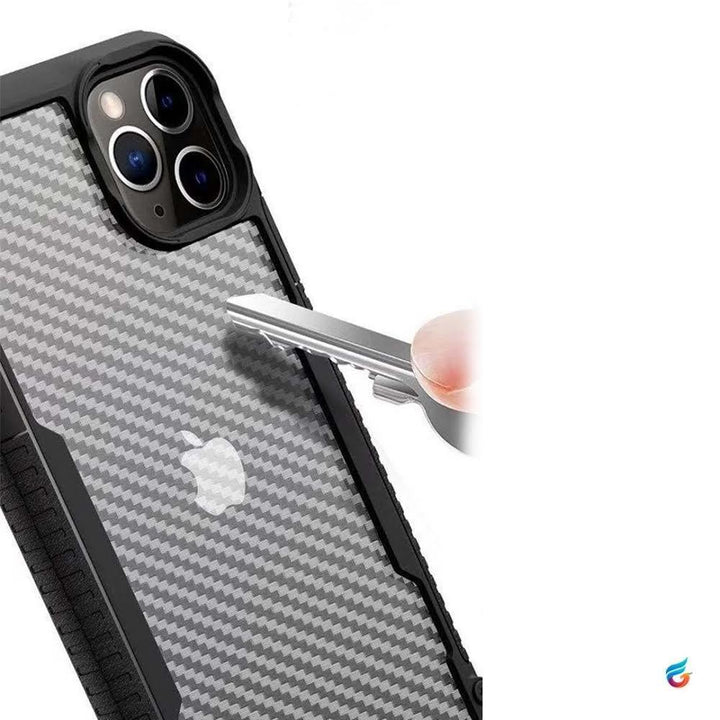 Carbon Fibre Fall Protection with Wrist Strap iPhone 12 Pro Max Cover - Fitoorz