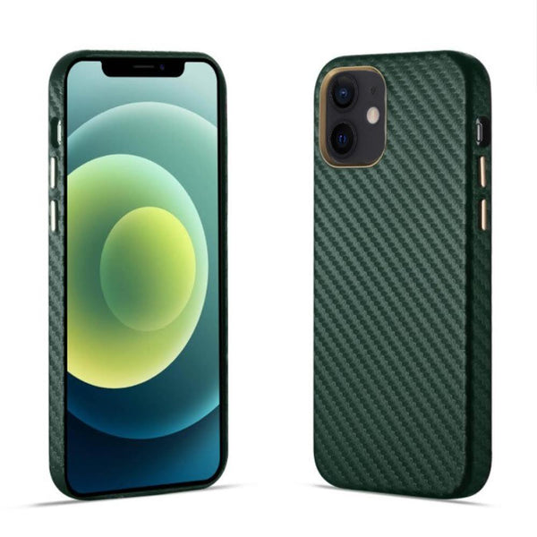 Green Aramid Carbon Fiber iPhone 12 Cover - Fitoorz