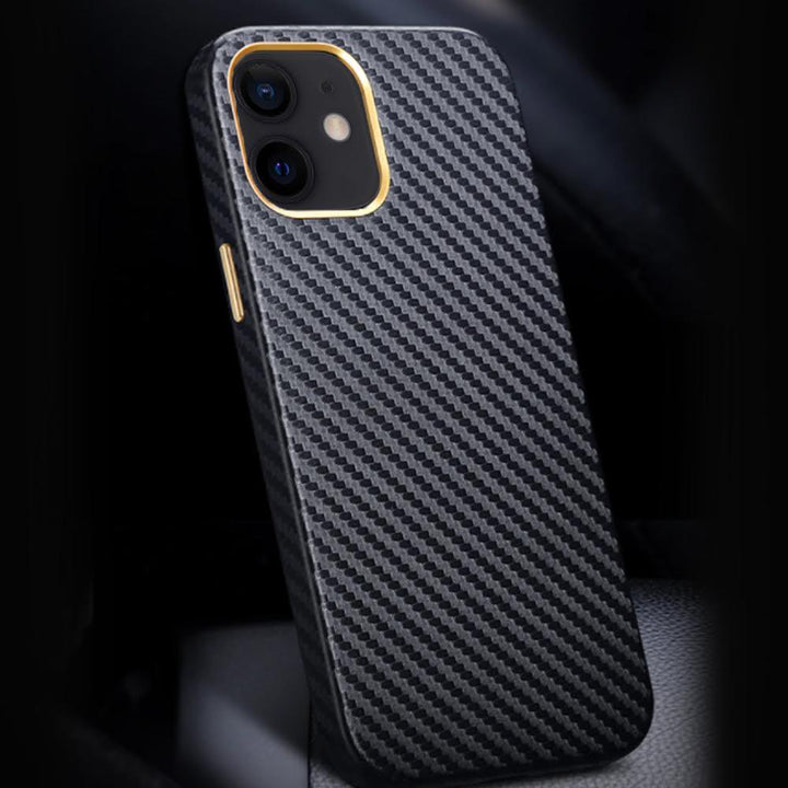 Black Aramid Carbon Fiber iPhone 12 Cover-fitoorz