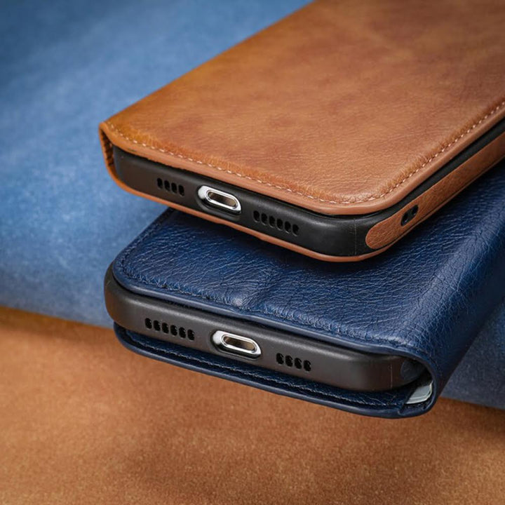 Leather Finish Logo Cut Wallet Flip iPhone 13 Pro Cover-fitoorz