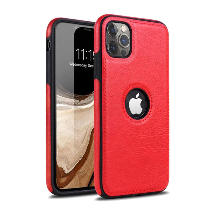 Leather Finish Logo Cut iPhone 12 Pro Max Cover-fitoorz