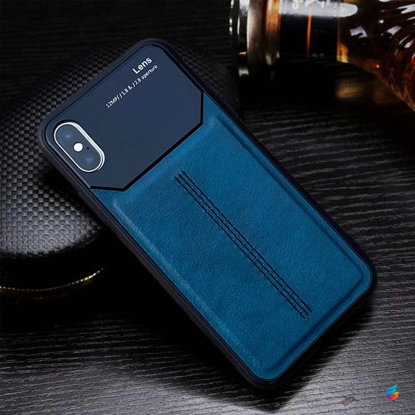 Slim Soft Leather Grip Case with Lens Shield for iPhone XS