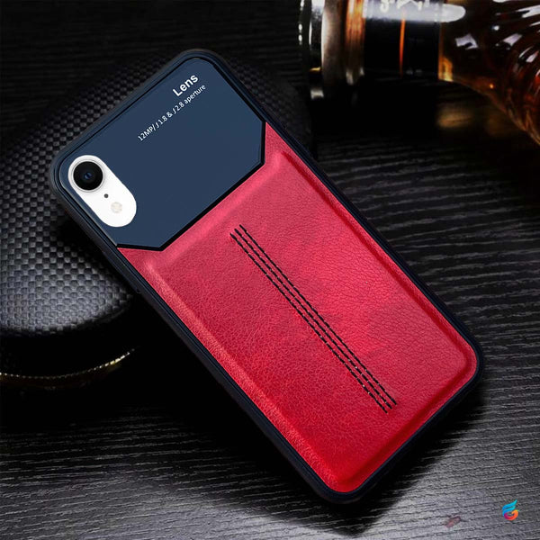 Slim Soft Leather Grip Case with Lens Shield for iPhone XR